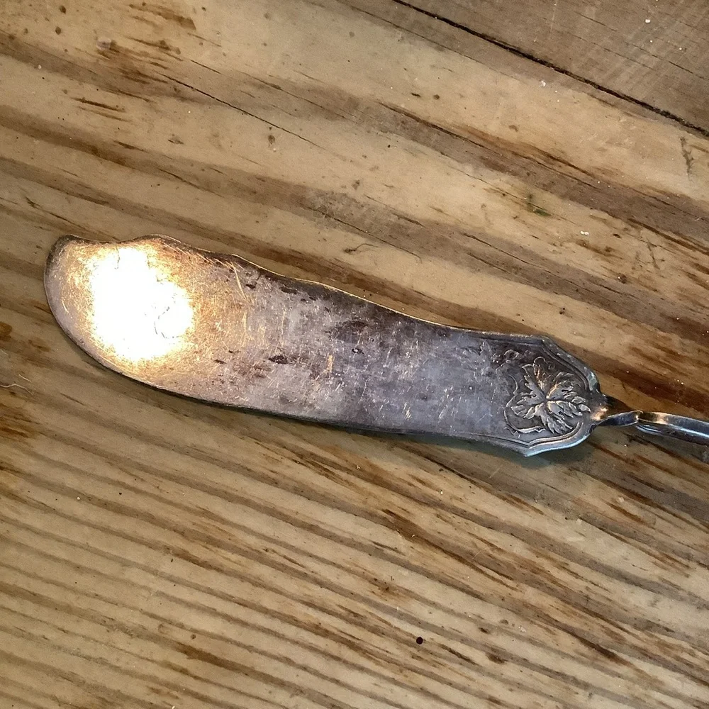 Antique Vintage Set of 3 Mismatched Silver Plate Butter Knives